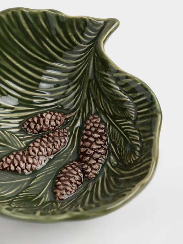 Салатник, 16х6 см, 370 мл, керамика, зеленый, Шишки на еловой ветке, Forest whispers, image-2