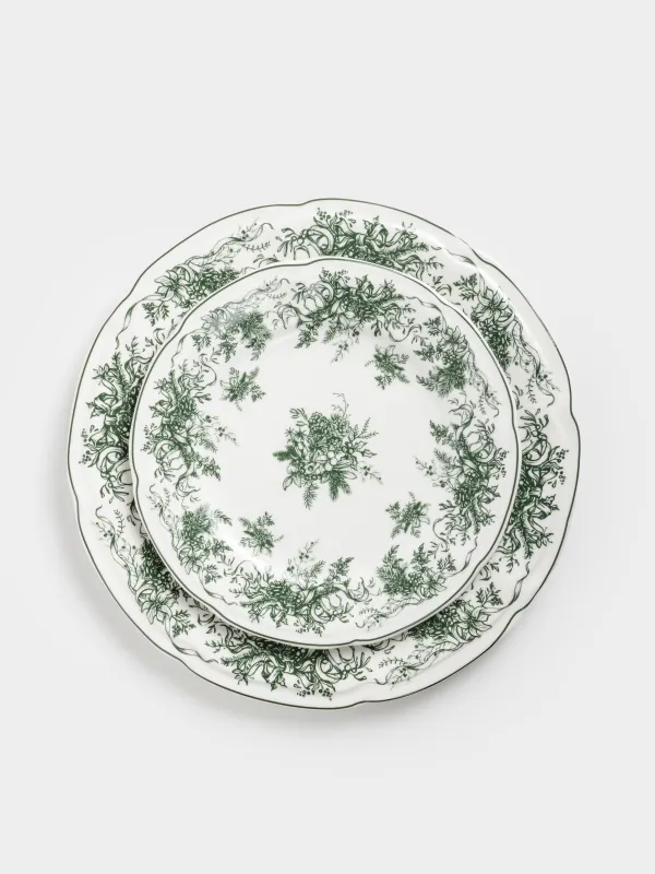 Сервиз обеденный, 6 перс, 18 пр, фарфор N, бело-зеленый, Зимний букет, Winter lace, image-2