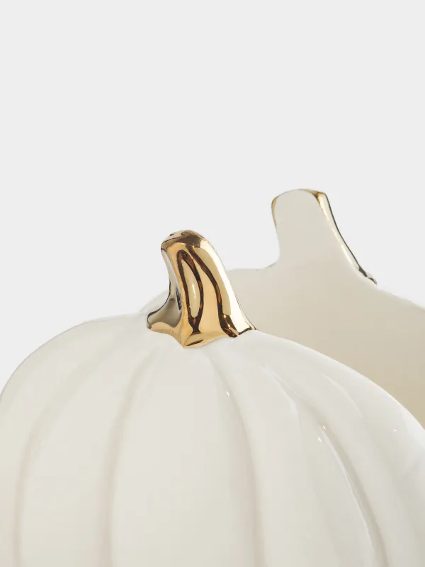 Салфетница, 12 см, керамика, молочно-золотистая, Тыква, Golden glow, image-2