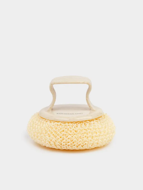 Губка для уборки, 8 см, с коротким держателем, растительное волокно/пластик, бежевая, Clean, image-0