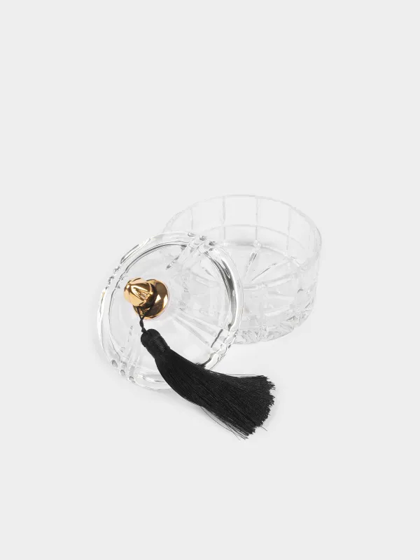 Емкость для хранения, 10x10 см, 240 мл, с кисточкой, стекло Р/вискоза, Zero, image-3