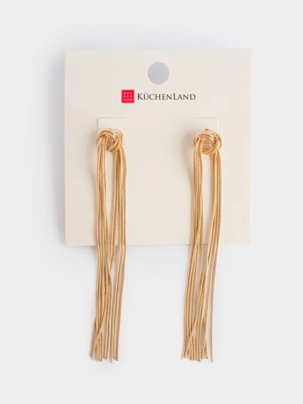 Серьги-пусеты, 10 см, 2 шт, металл, золотистые, Узел, Jewelry knot, image-3