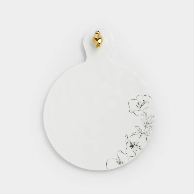 Подставка под горячее, 23х18 см, с ручкой, керамика/пробка, белая, Птичка, Paradise garden