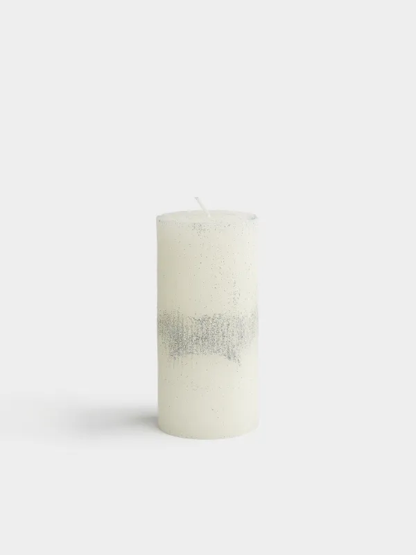 Свеча, 7x15 см, цилиндрическая, с блестками, Ribbed candle, image-0