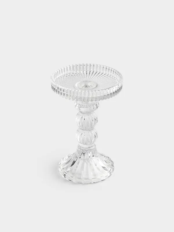 Подсвечник, 14 см, для цилиндрической/тонкой свечи, на ножке, разборный, стекло, Ribby, image-1