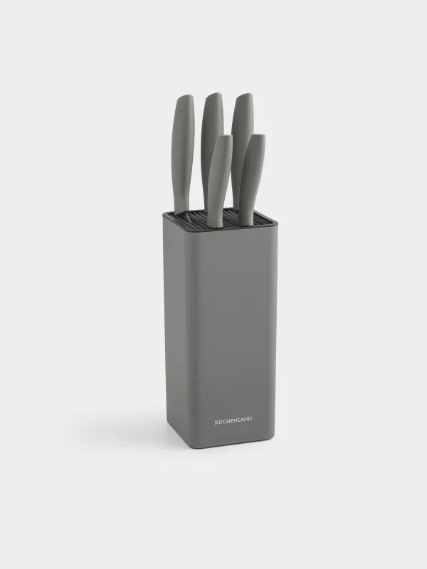Набор ножей, 5 предметов, в подставке, Grey steel, image-0