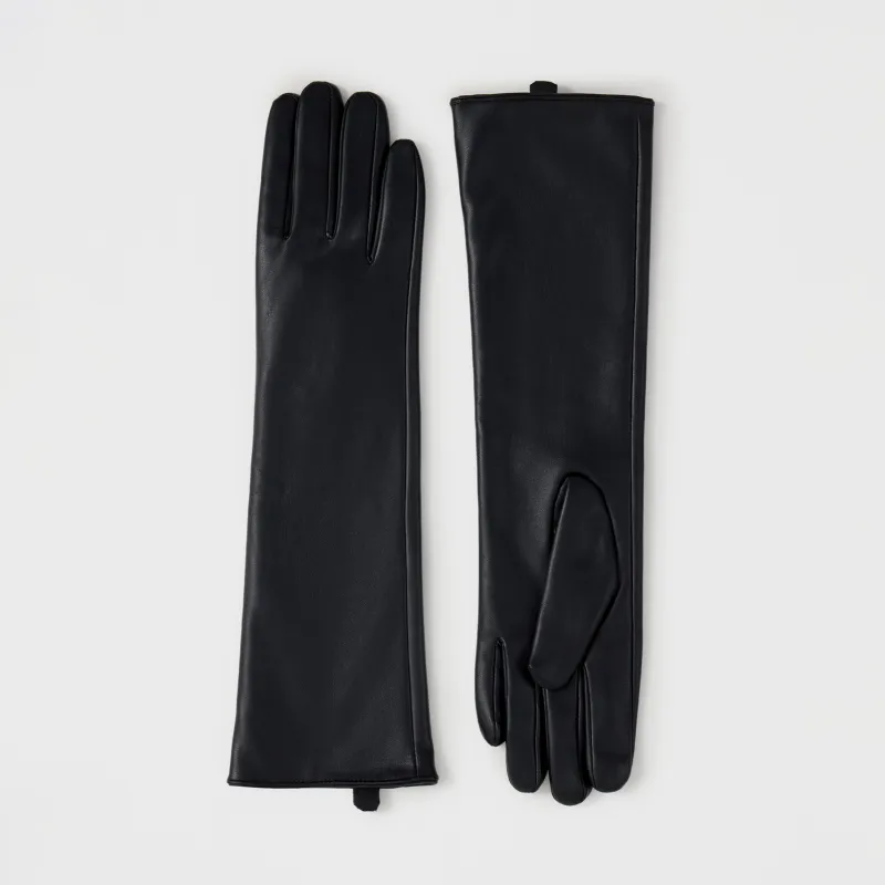 Перчатки женские, длинные, единый размер, искусственная кожа, черные, Brigida