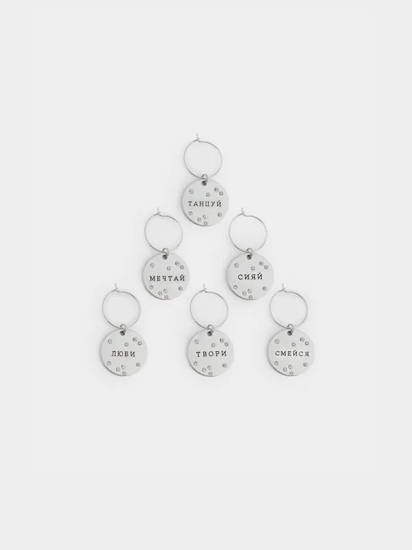 Подвеска для бокала, 6 шт, Пожелания на медальоне, Fantastic, image-0