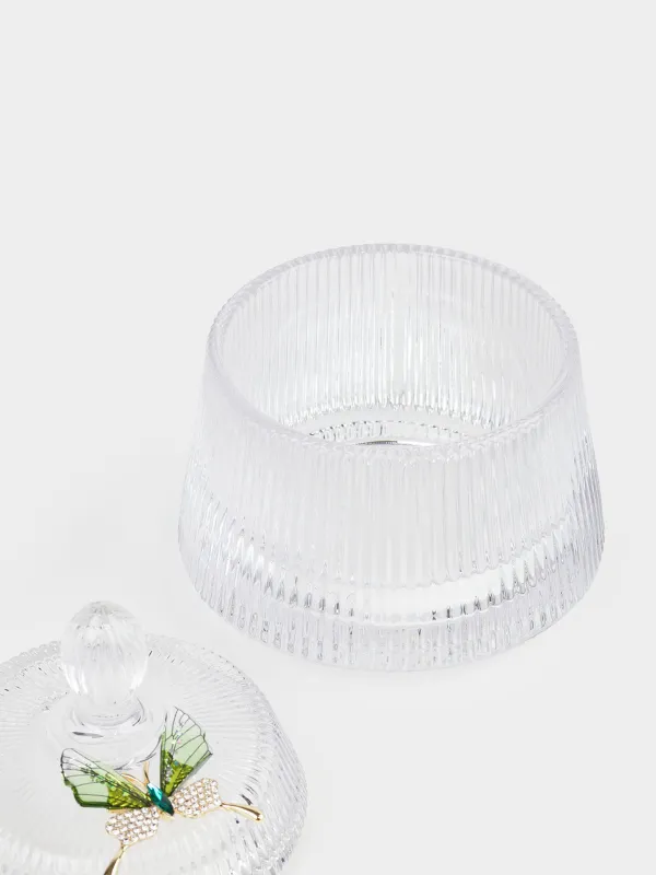 Емкость для хранения, 11х13 см, 250 мл, стекло Р/стразы, Бабочка, Butterfly, image-2