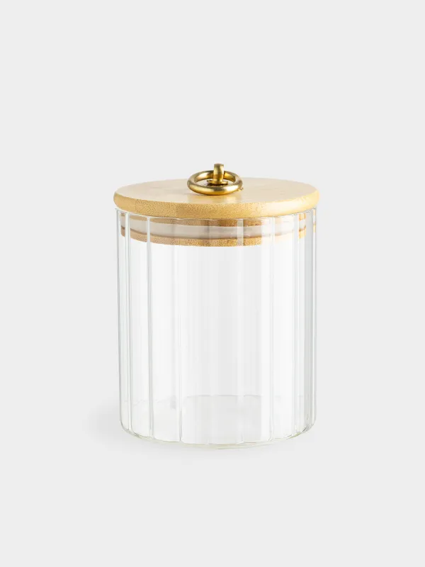 Банка для сыпучих продуктов, 500 мл, стекло Б/бамбук, Camellia, image-0