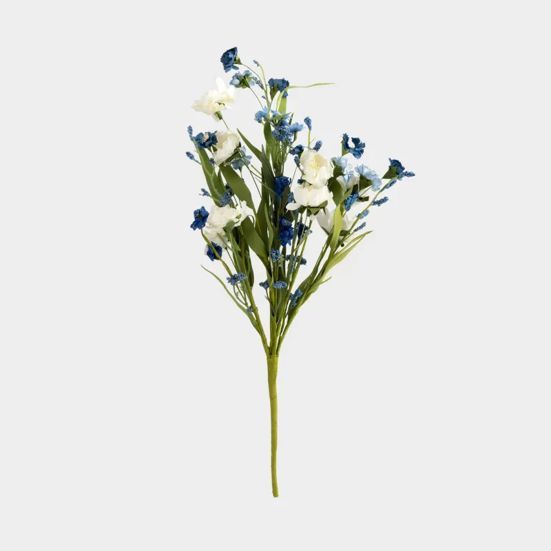 Ветка декоративная, 50 см, пенопласт/бумага, Бело-синие незабудки, Flower garden
