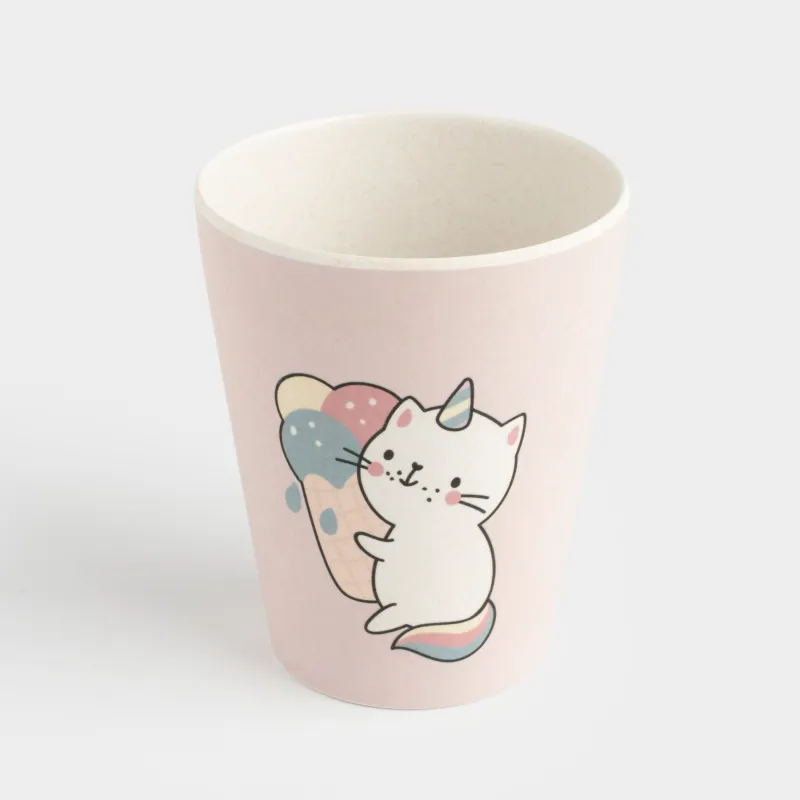 Набор посуды, детский, 1 перс, 5 пр, бамбук, розово-голубой, Кот-единорог, Cat-unicorn, image-4