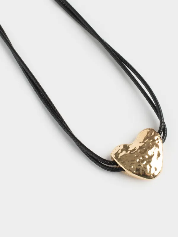 Цепочка-шнурок, 42 см, с подвеской, металл, золотистая, Сердце, Jewelry heart, image-1