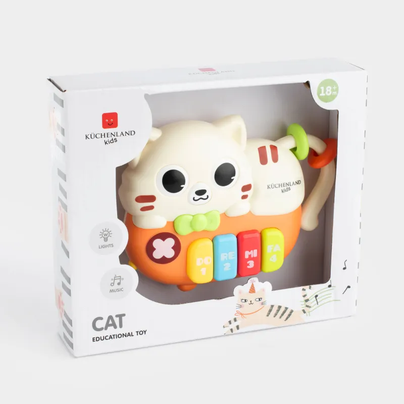Игрушка развивающая, 12х16 см, музыкальная, Котик-пианино, Cat, image-5