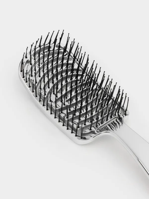 Расческа массажная для волос, 22 см, пластик, серебристая, Wave, image-1