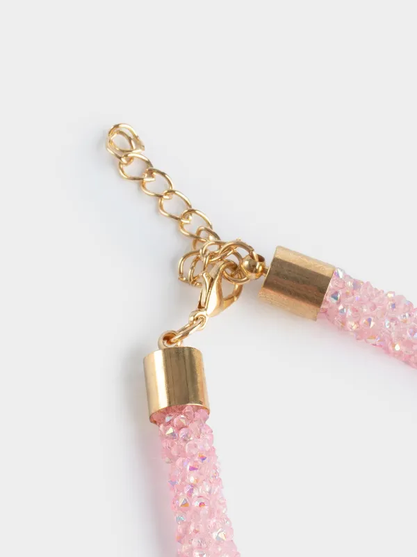 Набор браслетов, 8 см, 2 шт, белый/розовый, Кристаллы, Jewelry, image-2