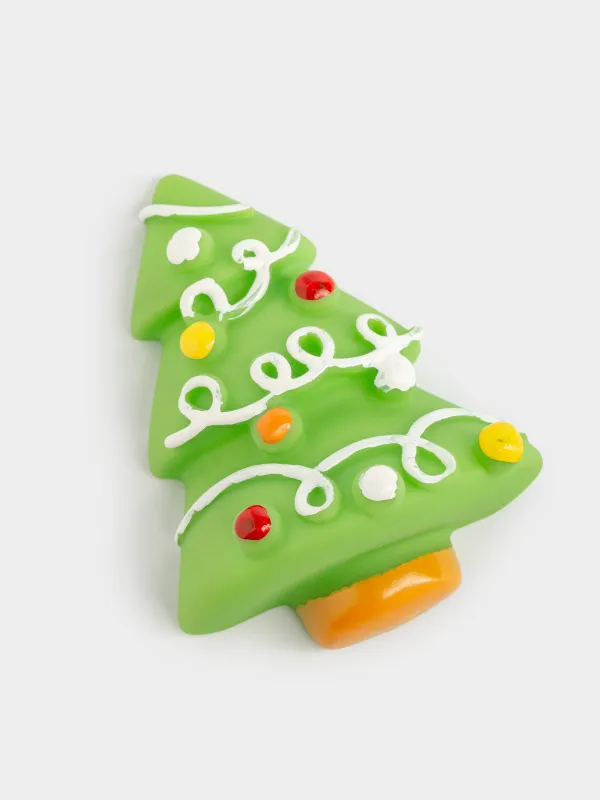 Набор игрушек для собак, 10 см, 2 шт, с пищалкой, резина, красный/зеленый, Кость и елка, Christmas pet, image-3