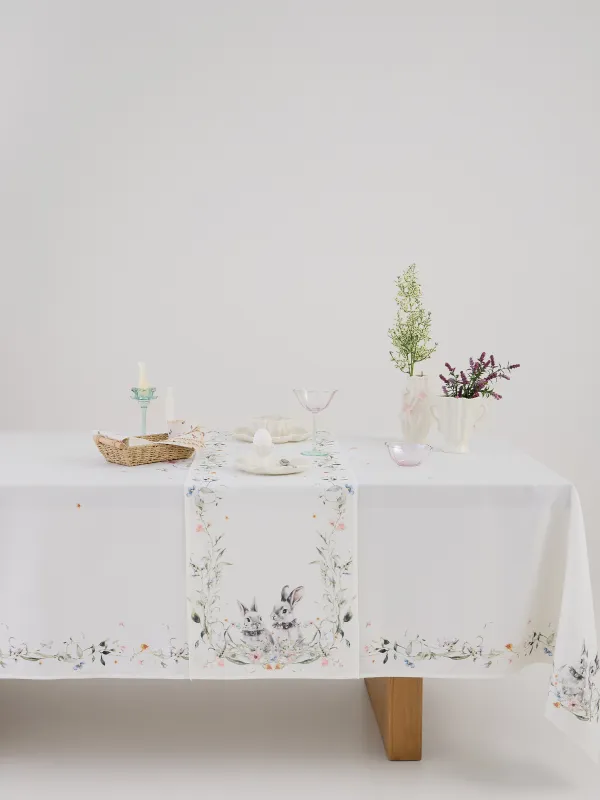 Дорожка настольная, 40х160 см, Кролики и цветы, Rabbits in flower, image-7