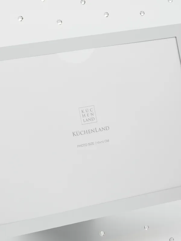 Фоторамка, 23х18 см, стекло, серебристая, Стразы, Glossy, image-3