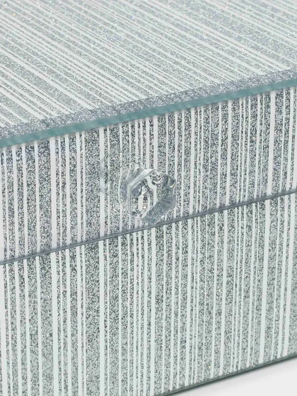 Шкатулка для украшений, 21х13 см, стекло, серебристая, Полосы, Actress, image-6