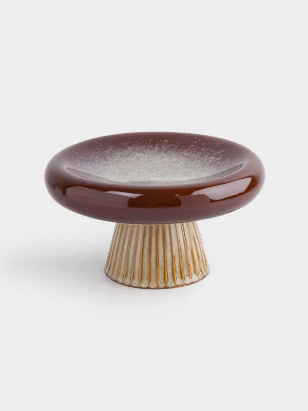 Блюдо на ножке, 22х12 см, фарфор P, молочно-коричневое, Гриб, Colors autumn, image-1