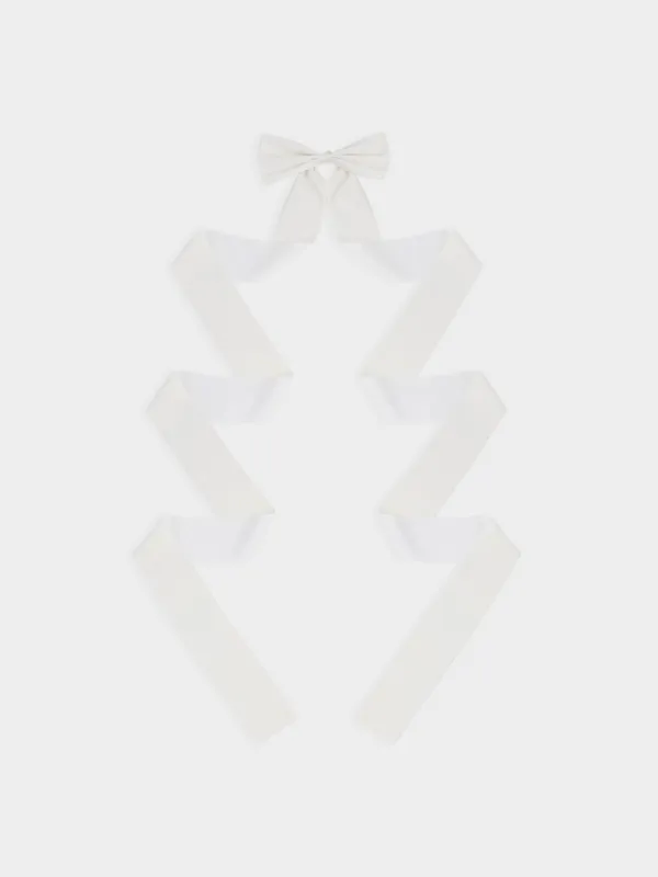 Украшение декоративное, 45x270 см, на клипсе, полиэстер, молочное, Бант, Bow velvet, image-0