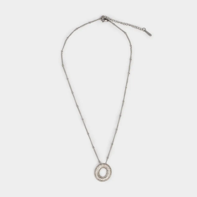 Цепочка, 49 см, с подвеской, металл/стразы, серебристая, Кольцо, Jewelry