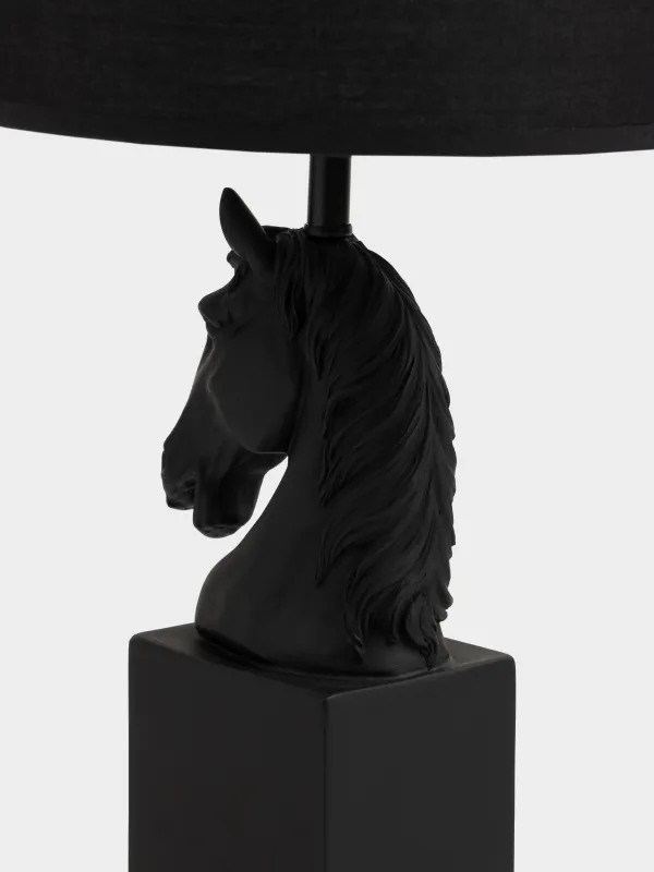 Светильник настольный, 44 см, полирезин/полиэстер, черный, Конь, Horse black, image-4