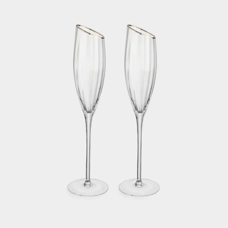 Бокал для шампанского, 2 шт, с золотистым кантом, Charm R gold