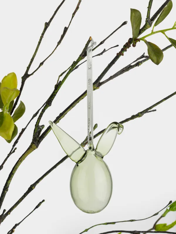 Подвеска декоративная, 7х10 см, стекло, зеленая, Пасхальное яйцо с ушами, Flora Easter, image-2