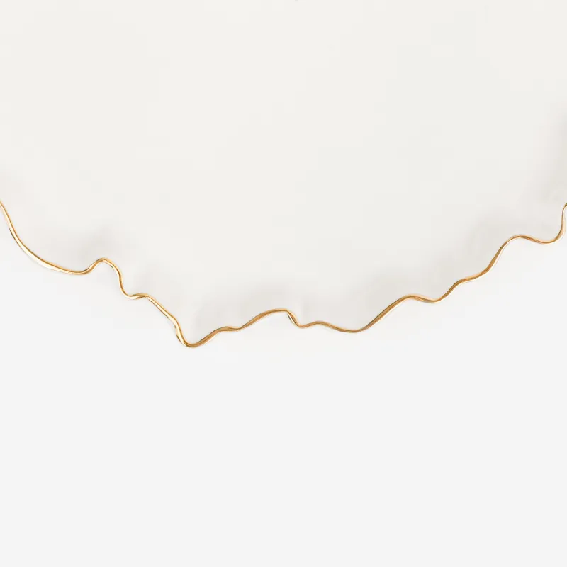 Тарелка обеденная, 25 см, фарфор P, с золотистым кантом, Мятый эффект, Crumple gold, image-4