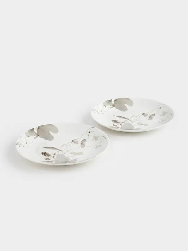 Тарелка закусочная, 23 см, 2 шт, фарфор N, Серые цветы, Watercolor, image-4