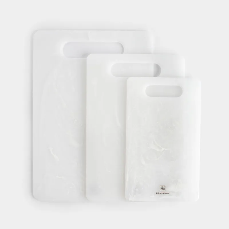 Набор досок разделочных, 25/30/35 см, 3 шт, пластик, прямоугольный, белый, Maniera