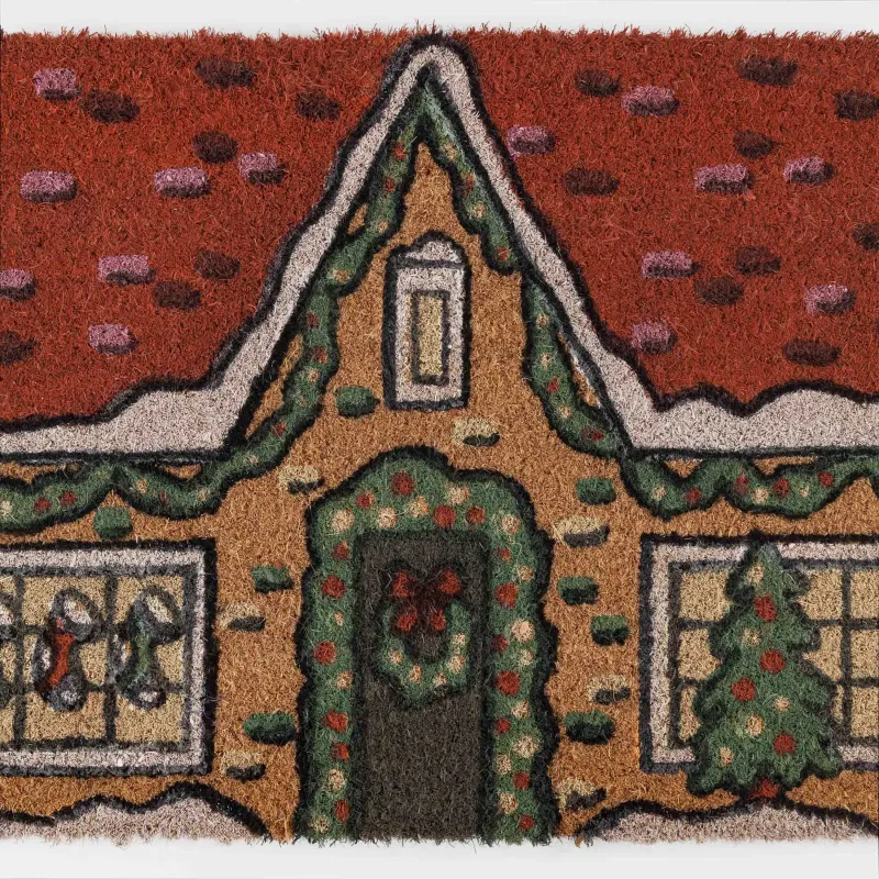 Коврик придверный, 40х60 см, кокос/ПВХ, бежевый, Новогодний дом, House built, image-1