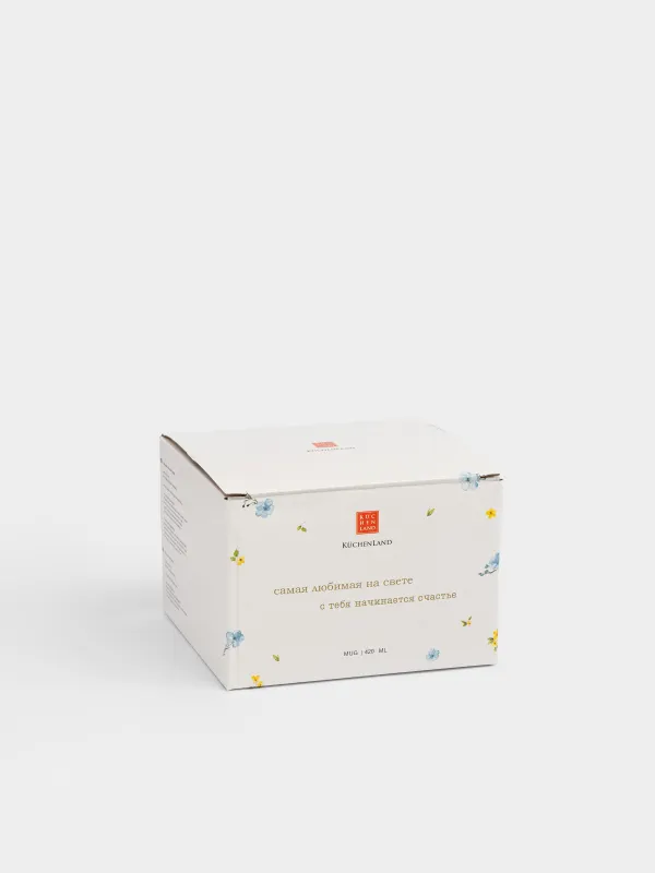 Кружка, 420 мл, керамика D, молочная, Мама и цветы, Crumple flower, image-4