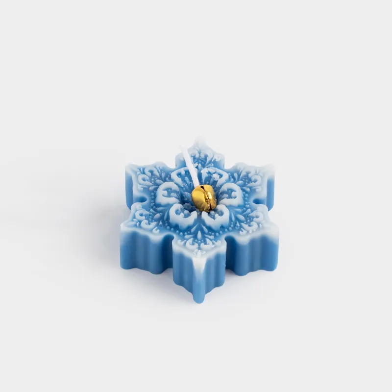 Свеча, 8 см, голубая, Снежинка, Snowfall