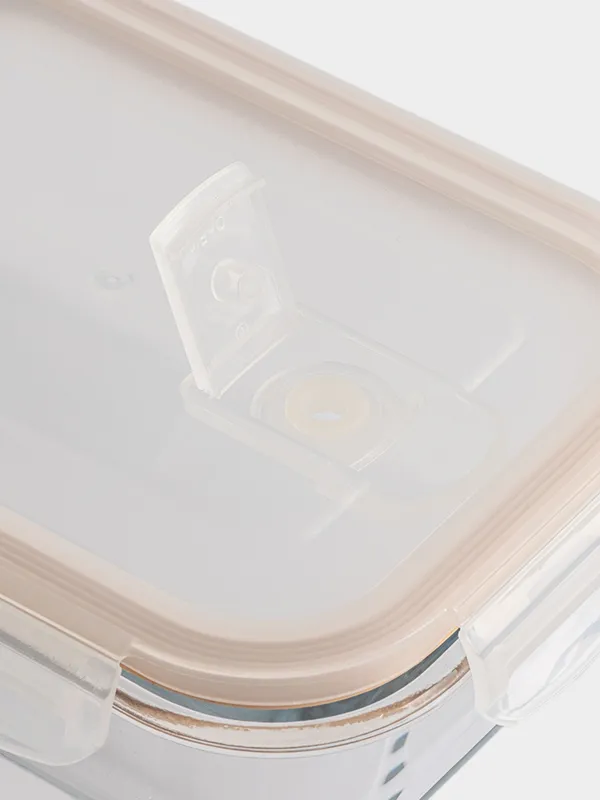 Контейнер, 640 мл, с клипсами, с клапаном, стекло Т/пластик, прямоугольный, Soft kitchen, image-2