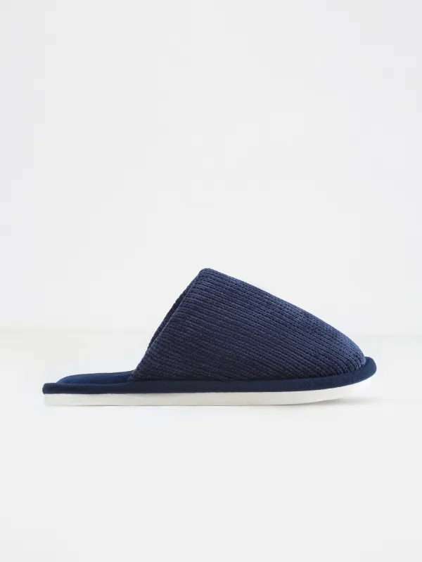 Тапочки мужские, домашние, шенилл/вельвет, темно-синие, Chenille, image-0