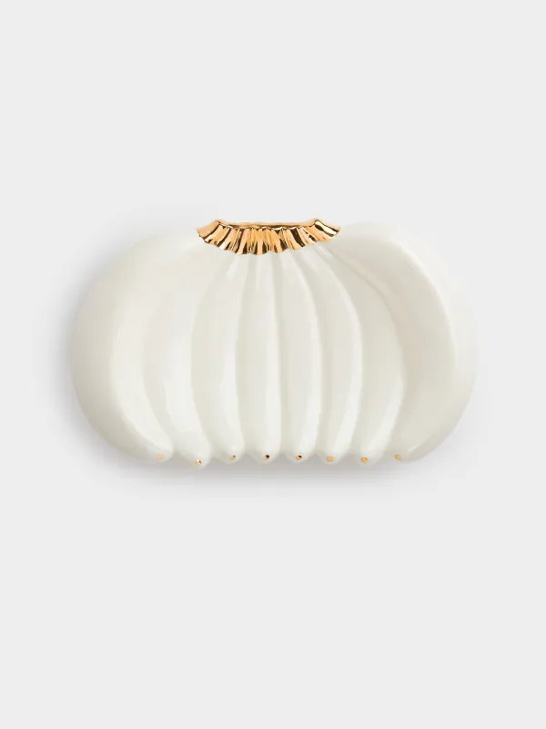 Ваза для фруктов, 26х16 см, декоративная, фарфор P, молочно-золотистая, Бананы, Tropical, image-3