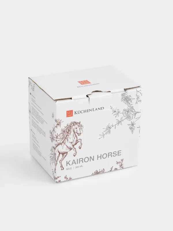 Кружка, 360 мл, фарфор N, белая, с серебристым кантом, Лошадь, Kairon horse, image-6