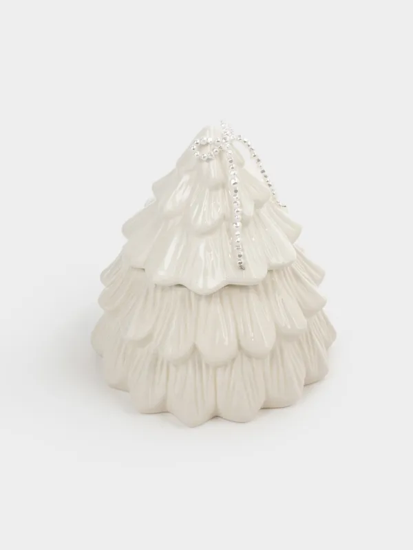 Емкость для хранения, 15х16 см, 660 мл, керамика/бисер, молочная, Ель с бантом, Pearl Antarctica, image-2