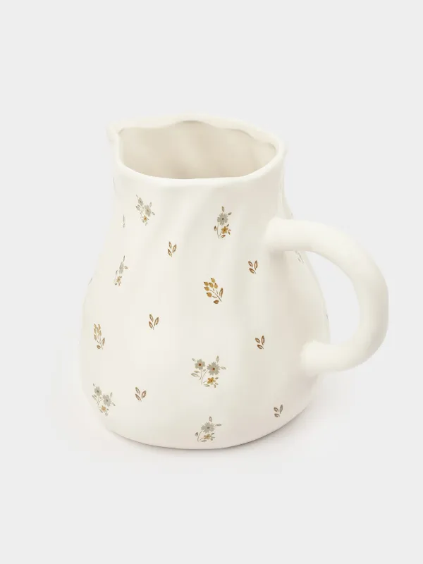 Кувшин, 1,6 л, керамика D, молочный, Винтажные цветы, La flore, image-1