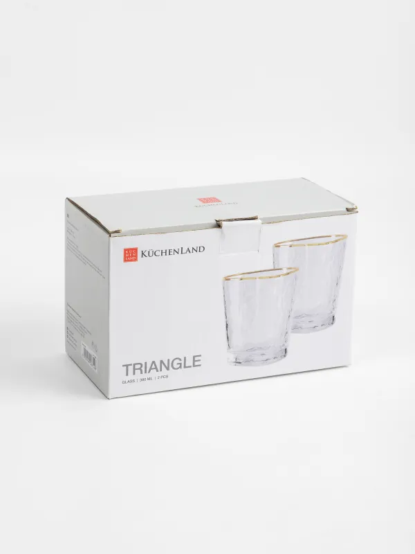 Стакан для виски, 380 мл, 2 шт, золотистый кант, Triangle Gold, image-5