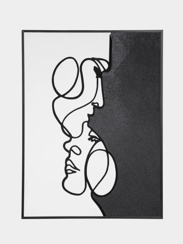 Картина в раме, 60х80 см, холст, черно-белая, Лица, Face, image-0