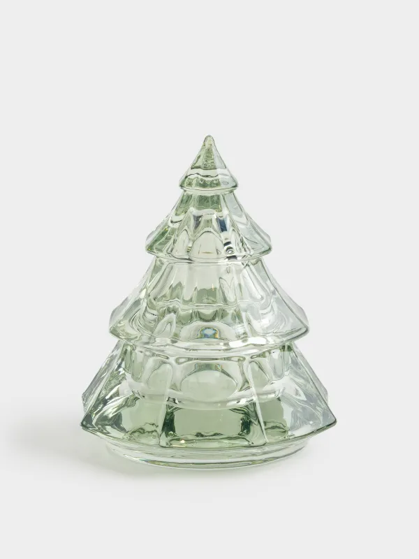 Емкость для хранения, 11х14 см, 100 мл, стекло, зеленая, Елка, Fir shape, image-0