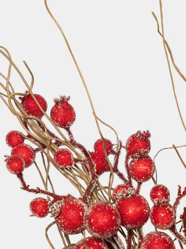 Ветка декоративная, 60 см, Заснеженные красные ягоды, Red berry, image-1