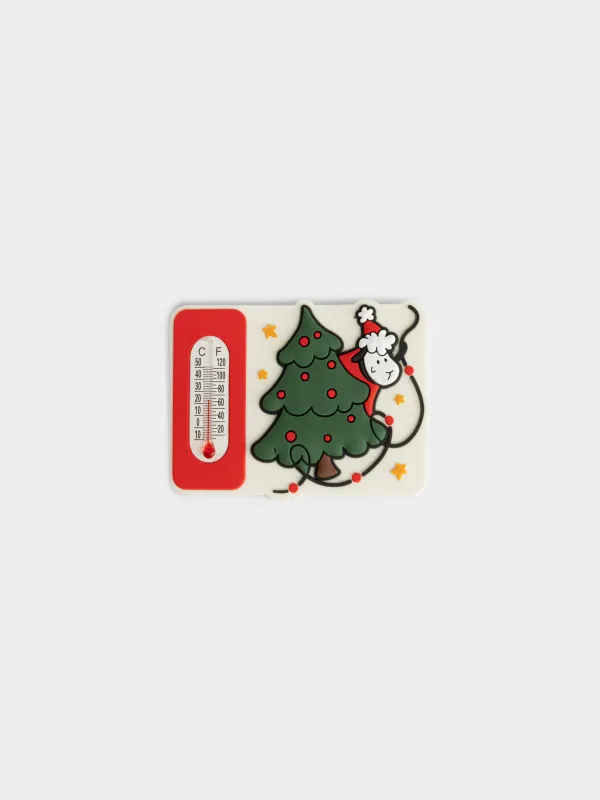 Магнит с градусником, 6 см, Овечка с елкой, Christmas sheep, image-0