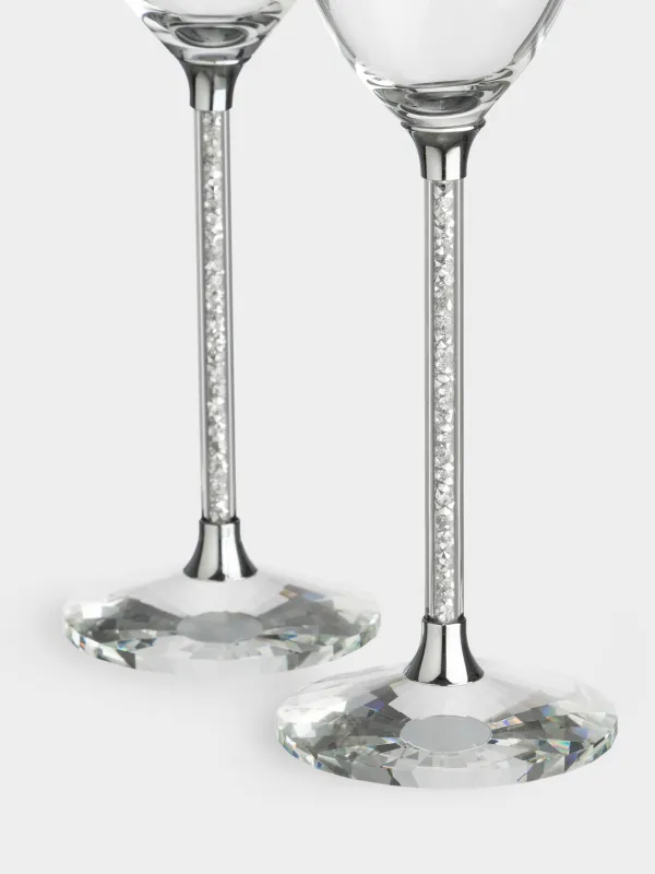 Бокал для шампанского, 2 шт, со стразами, Серебристые кристаллы, Diamond, image-3