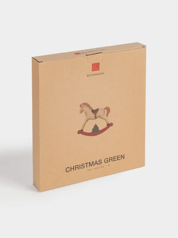 Блюдо, 31х27 см, керамика, Лошадка, Сhristmas green, image-5