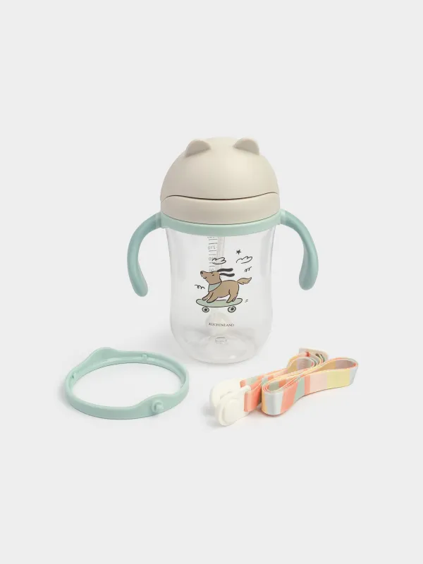 Бутылка-поильник, детская, 350 мл, тритан, серо-голубая, Собака на скейте, Kiddy, image-4